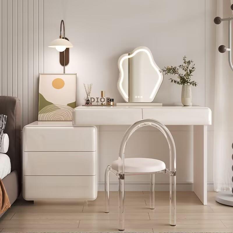 ?桌全妆实烤漆化妆梳妆台卧室简约现代木140床头柜化台斗柜一体化