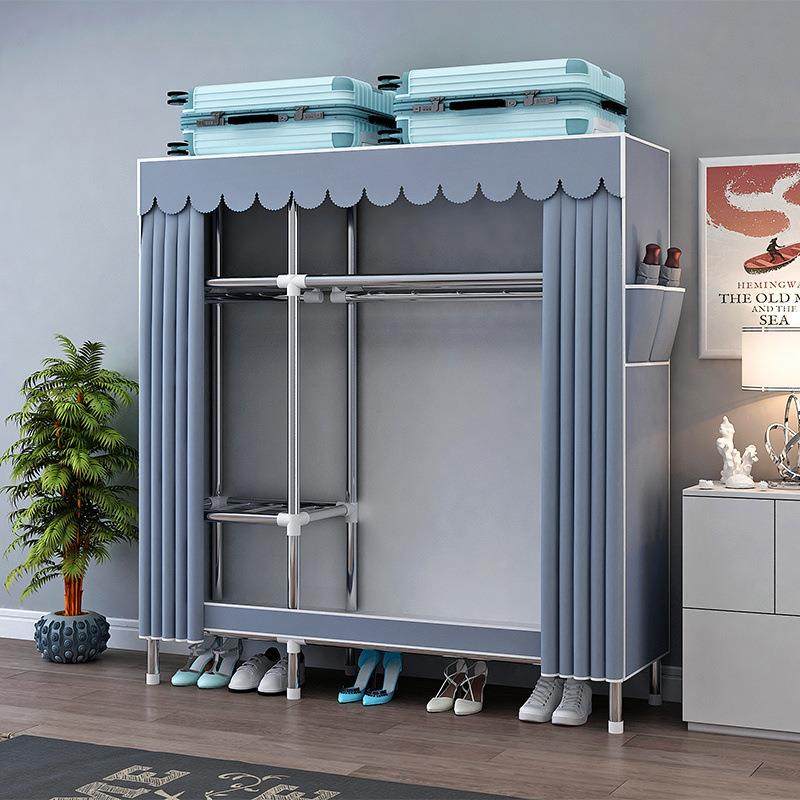 简易衣柜家用卧室钢架钢管加厚加粗耐用加固出租房组装衣橱收纳