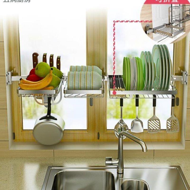 挂厨房碗碟架挂墙上沥水碗宽墙架免安装壁窗PXA户面二层边收纳架