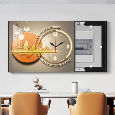 轻奢电表箱装饰画带钟表现代遮挡配电箱电闸开关电盒子挂画免打孔
