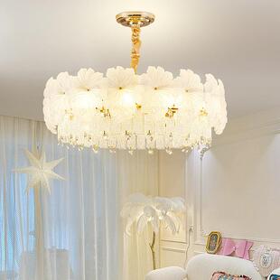 法式轻奢奶油风简约水晶吊灯客厅主灯花朵新款高档餐厅家用卧室灯