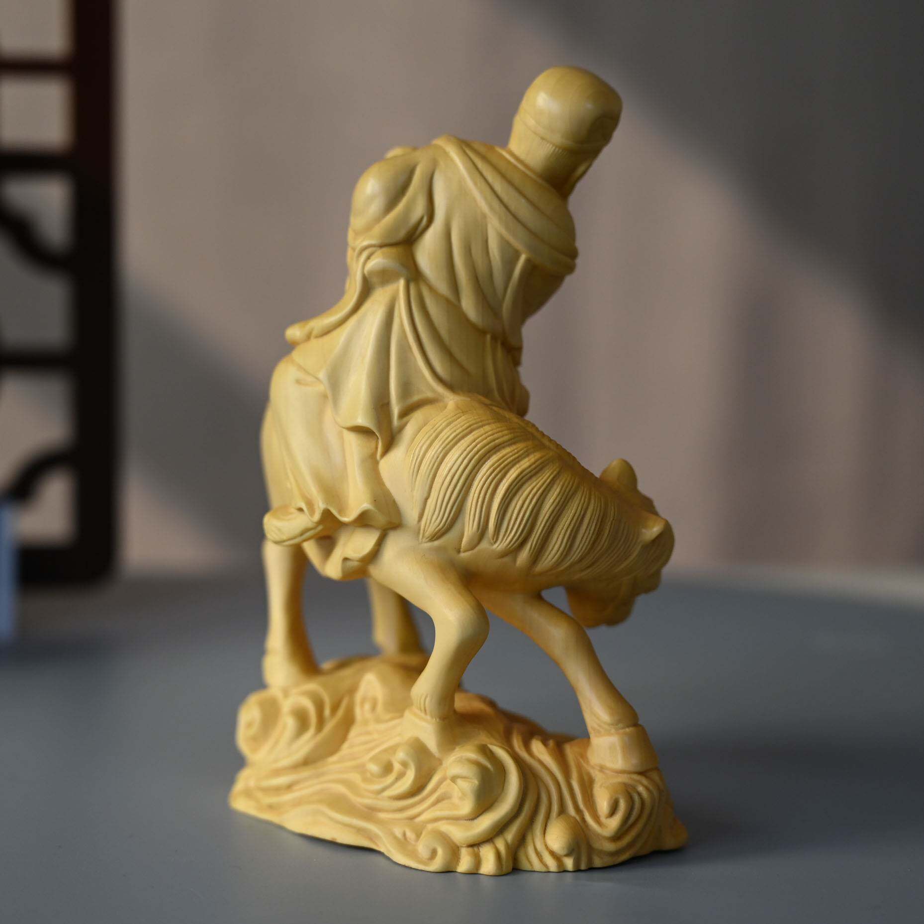 黄杨木八仙人物张果老木雕摆件 创意木质工艺品办公摆饰实木雕刻