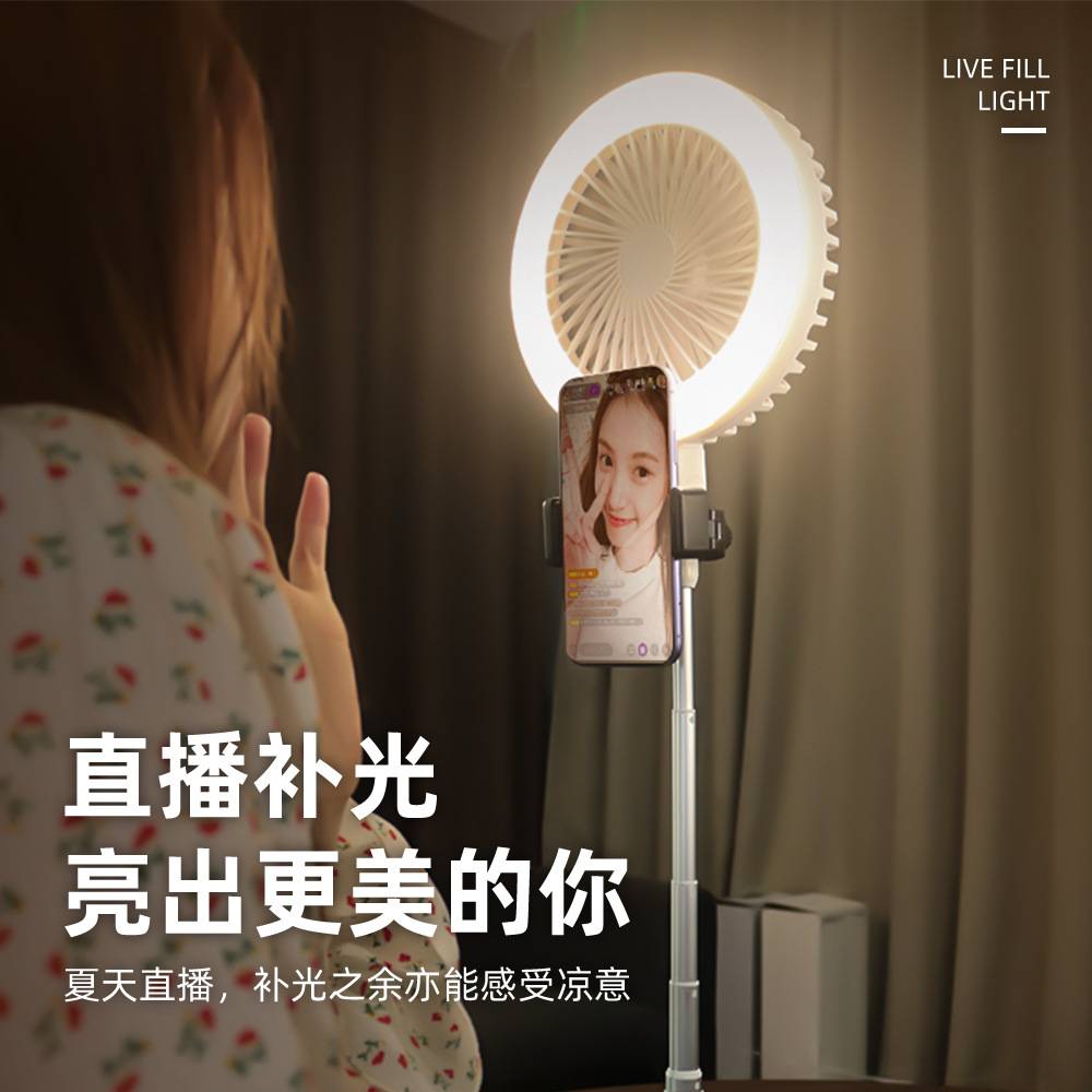 便携风扇灯2025款户外野营灯桌地两用卧室静音跨境现货工厂智能