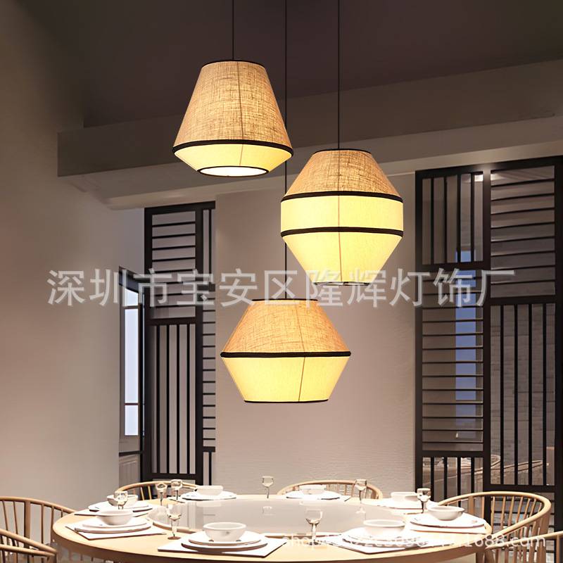 日式复古茶室民宿布艺吊灯田园风餐厅客厅卧室楼梯灯民宿客栈灯具