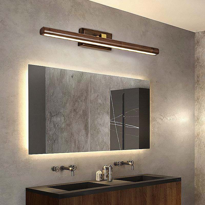 新中式壁灯镜前灯黑胡桃实木中国风屏幕灯led长条梳妆台镜柜灯136