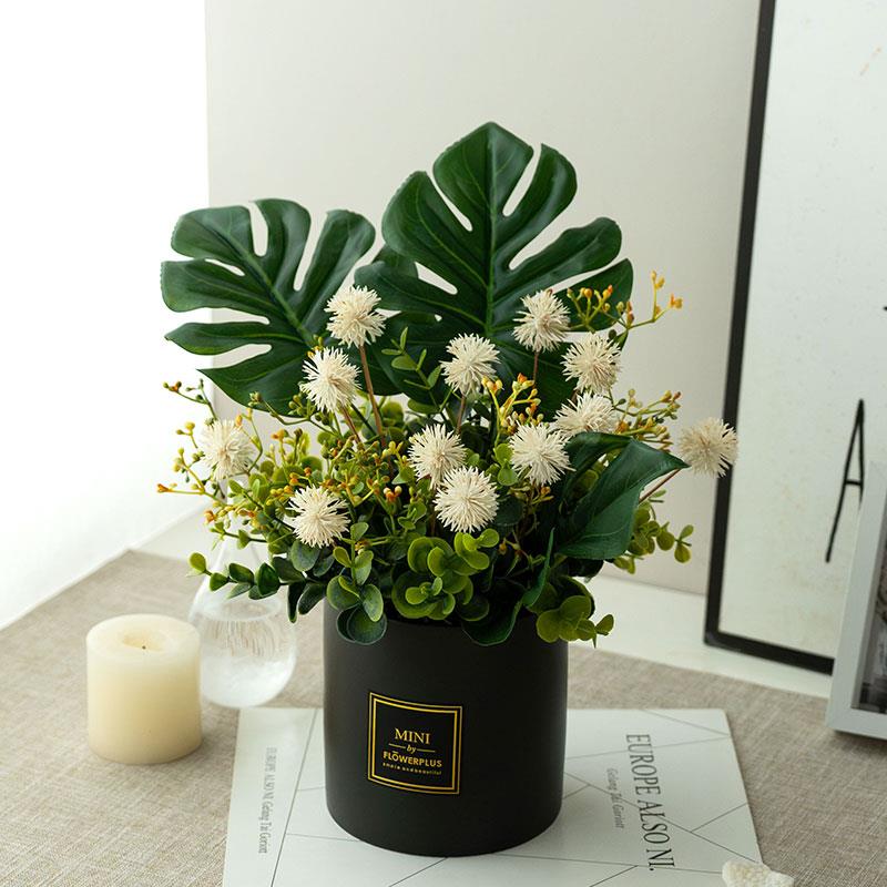植假花龟背叶田园清新客厅绿桌面TThmzuqh餐电视柜茶几装感饰摆件