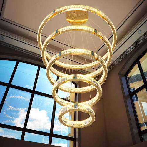 现代简约客厅吊灯主灯轻奢酒店别墅复式楼挑空跃层水晶楼梯大吊灯