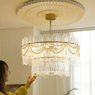 全铜法式 餐厅衣帽间水晶灯 复古轻奢客厅吊灯现代卧室简约大气美式