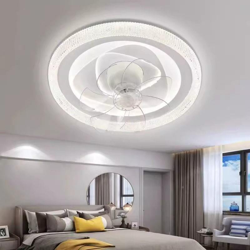东山新款璀璨水吸顶卧室22灯晶摇头风扇灯智能语音护全广光谱大中