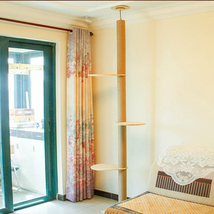 实木猫爬架通天柱猫跳台顶天立地猫抓柱猫窝多层猫V树猫架安琪多