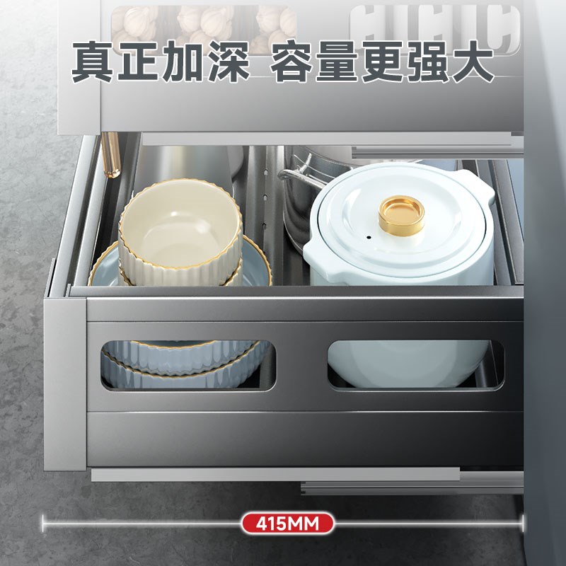 家用拉篮厨房橱柜304不锈钢双层抽屉式碗架收纳碟架橱柜碗篮置物