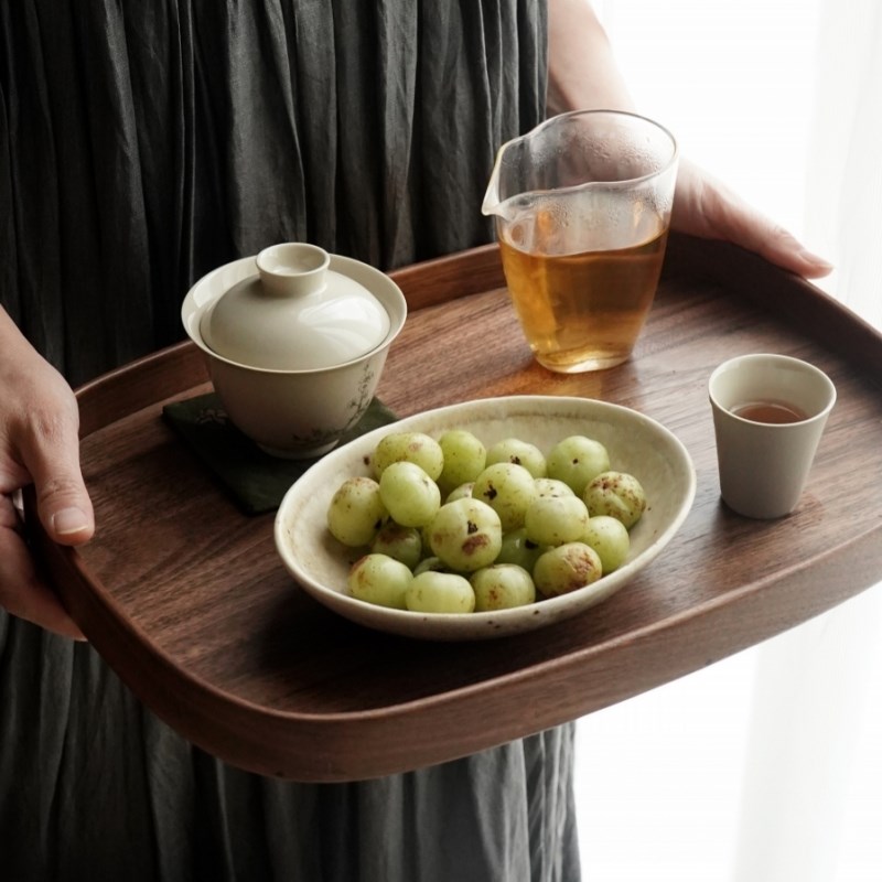 黑胡桃木托盘实木茶盘 简约木质家用咖啡茶具水杯下午茶托盘夏克