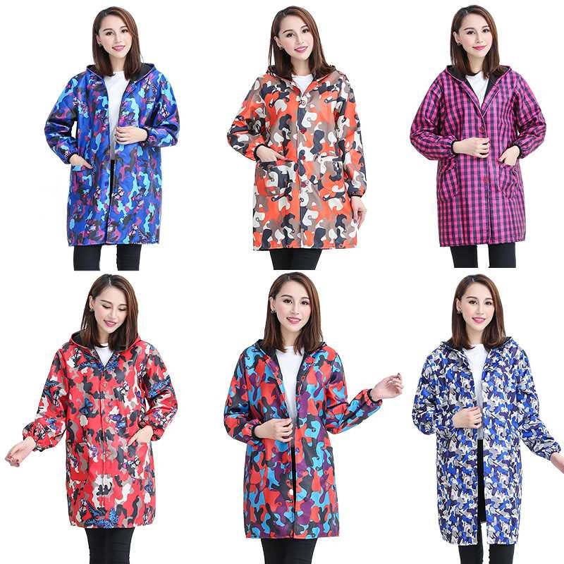 新款罩衣成人韩版时尚女士厨房围裙护衣长袖加绒加厚防水防油