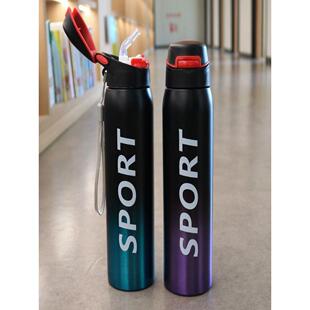 新款 带吸管保温杯男生大容量杯子男款高颜值女学生不锈钢便携运