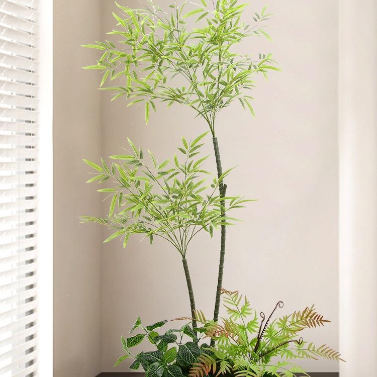竹子造景物植F5M7MJ9H室内装饰隔断客厅屏型风假绿盆栽大植组合富