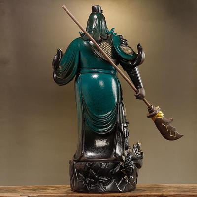 陶关公关二摆件紫爷砂武XQ0275财神家办用公室关羽武圣关公瓷像商
