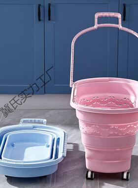 可折叠收纳提篮加厚超市购物轮篮特号拉杆带卖UFW场大手筐塑料小