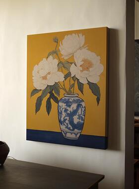 新中式花卉装饰S-2044现代沙发背景玄走盆廊壁画画书房静物栽竖关