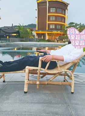 躺背FXV椅老天然藤椅单人老式人椅办公躺午休靠椅竹椅子懒人休闲