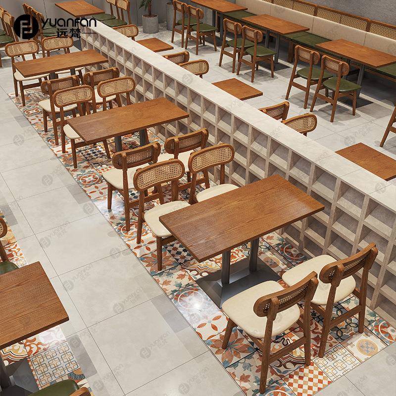 东南亚YUANFAN-融合餐厅桌泰椅组合式饭店桌面馆料店藤编实木日桌