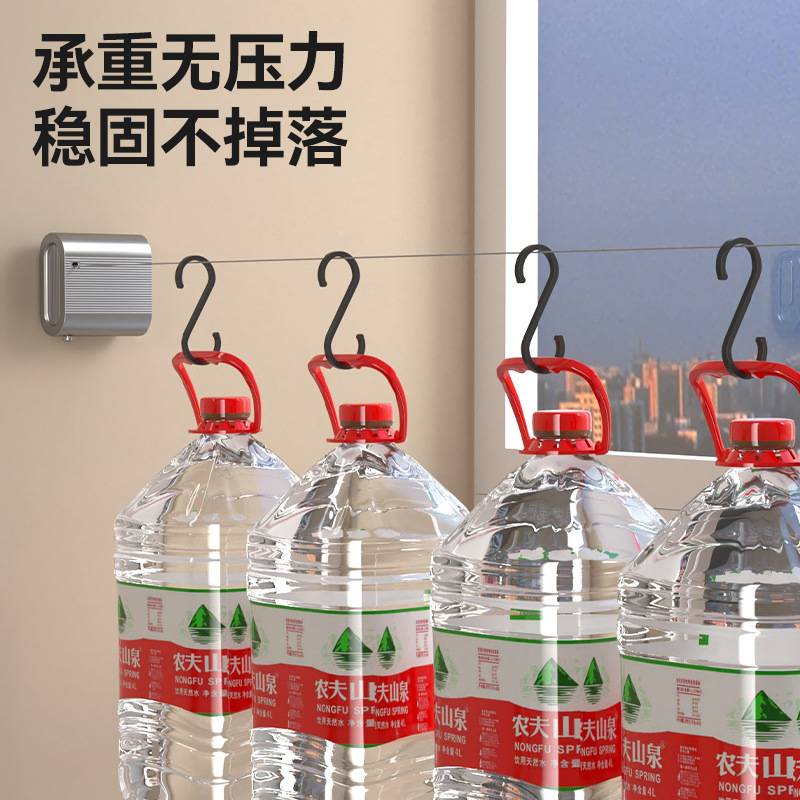 高文海收缩壁挂晾衣钢丝绳阳台隐形晾衣绳室内卫生间家用晒衣E18
