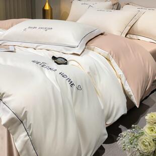 南通家冬套季秋双面加厚磨毛四件套床单水洗棉四床笠被纯色床纺笠