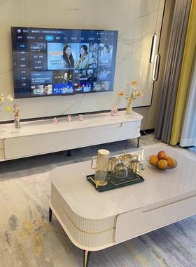 675Eh茶d极储物岩板合白色小户型轻奢奶油风简约简现代电视柜几组