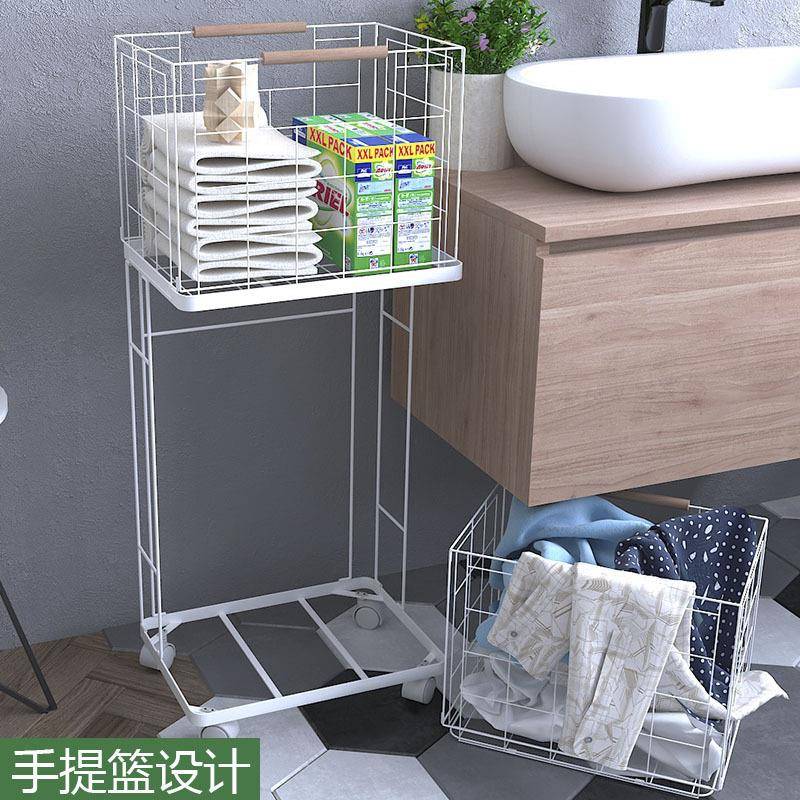 叠大号双层脏衣篓HS-N2021置物架脏移衣服收纳筐家用脏衣可动折收