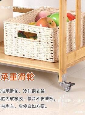 印机架子置物架打th$*&u+s可移动桌下收纳柜家用厨房厅储物架竹木