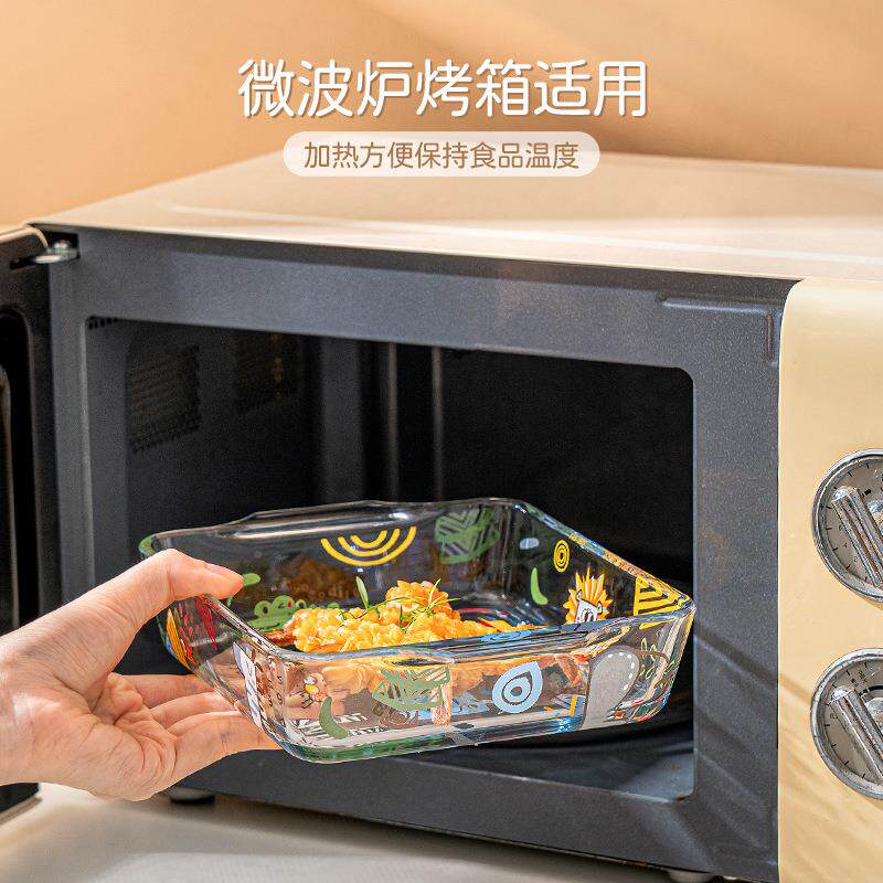 西比尔可玻璃盘餐具爱套装汤碗碗米WAN饭耐碗高温家用烤盘面碗菜