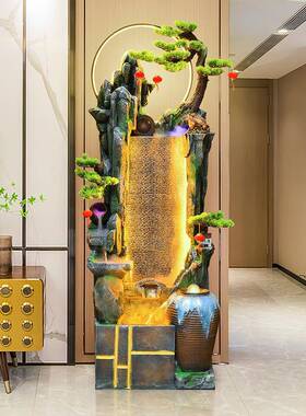 落地山JAN流水墙水鱼缸景观灯家居客厅车玄关走廊台造景装阳饰假