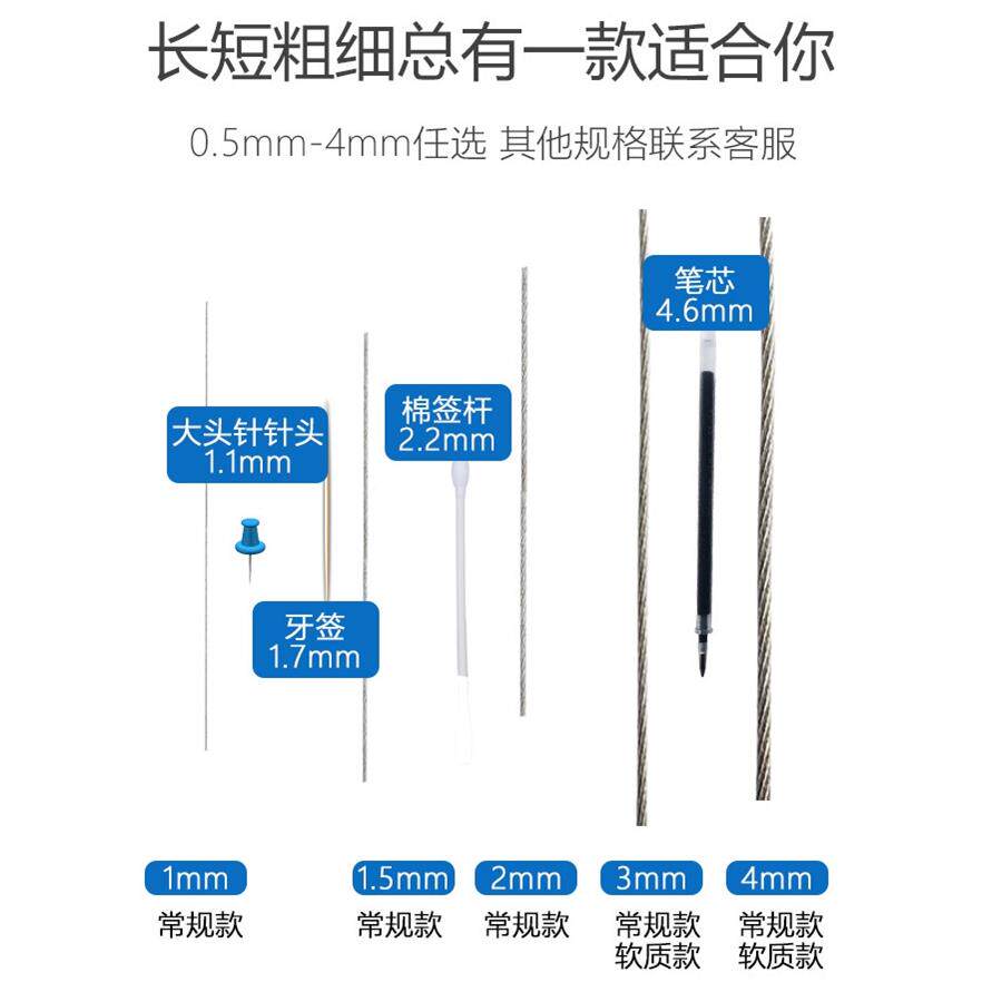 054不锈钢钢丝绳钢索绳细软晾衣晒衣绳架包塑1///4//6/无品牌/8/1