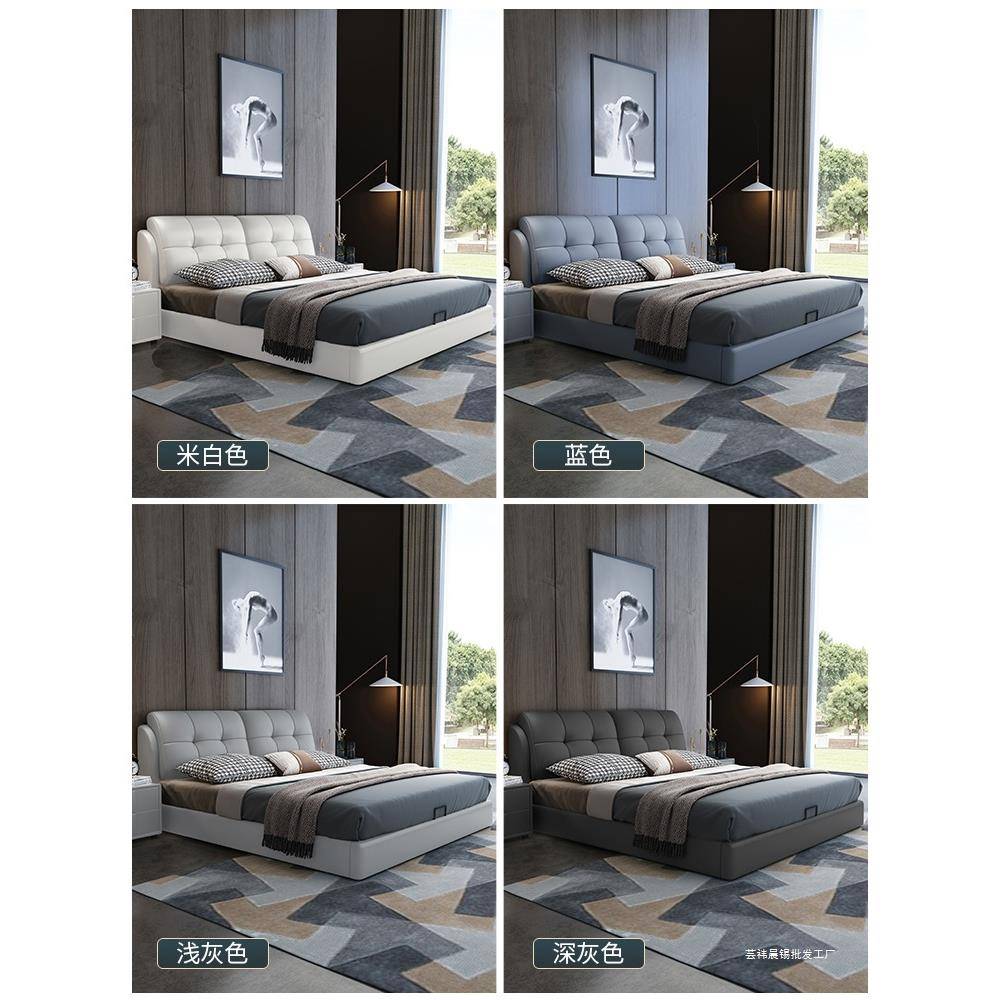 轻奢现代简约床主卧大JS-608气包科婚床1.5米1.8布艺技双人软床