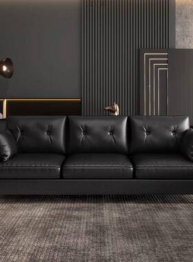 沙发FXE客厅家用小户型出租房屋办色公室服寓装店双三人位黑皮沙