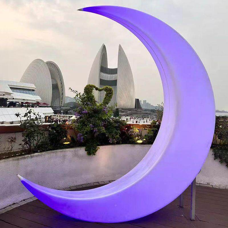 户外发光月亮牙灯中秋节日氛al666围场景造景布弯宿月灯民太阳能