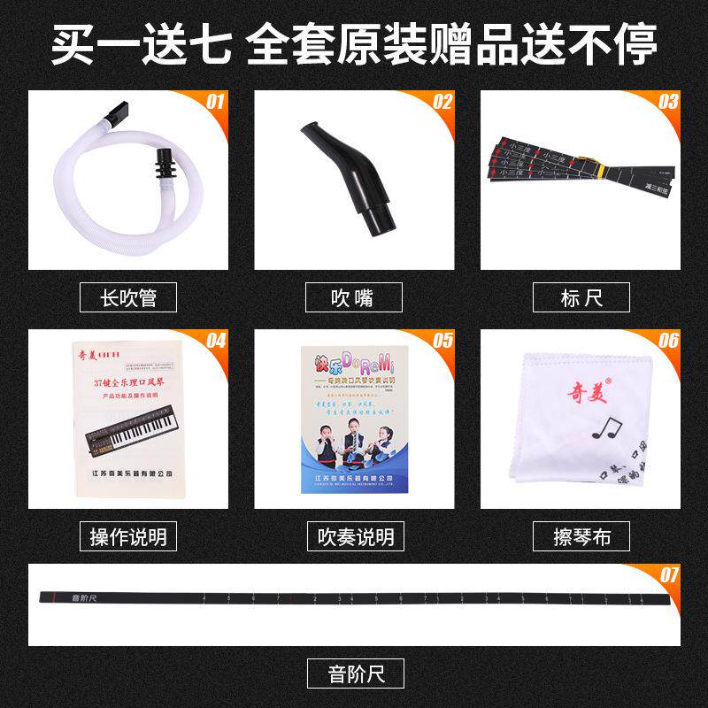 奇全乐理口风琴37键学生色专美业演奏级吹管乐帆OUZ布软包黑器口