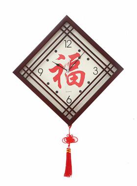 中式挂钟纹中创国钟风客厅实木意/木质复古挂卧室静音木钟表G2017