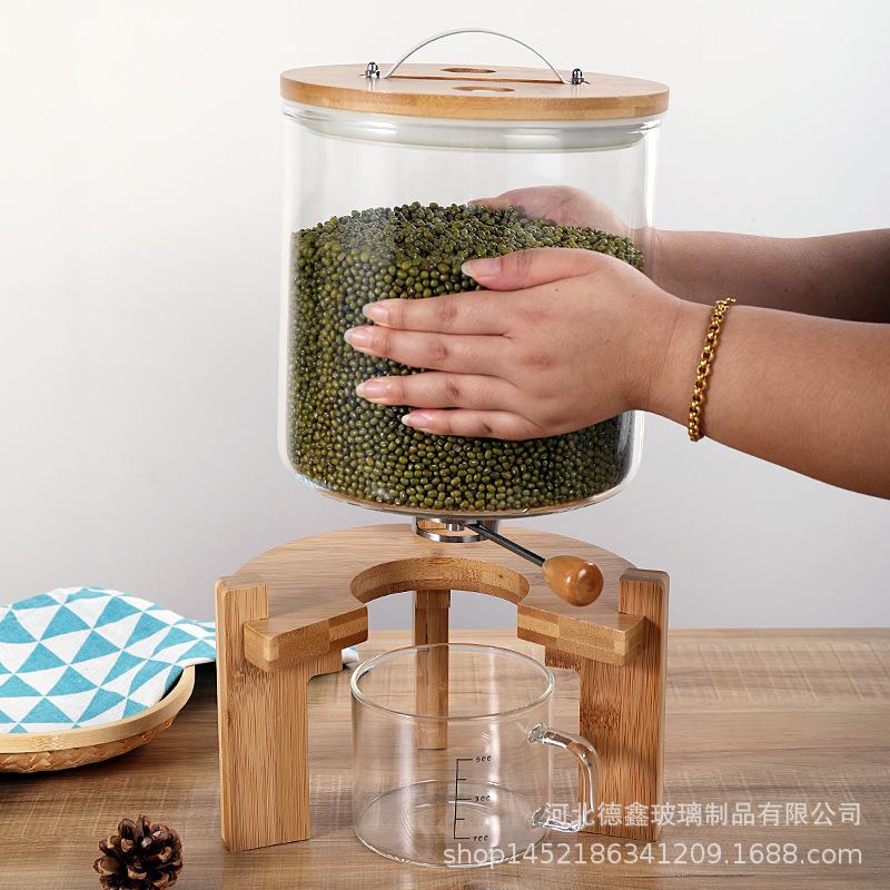高硅玻璃计藏MAS量米桶杂粮储米箱米缸大号防硼潮防虫杂粮储带底