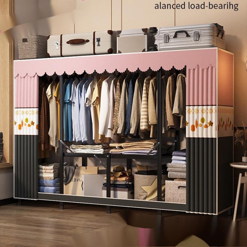 结实橱衣小户型租房折叠钢架290卧耐室家用免安装全布简易出衣柜