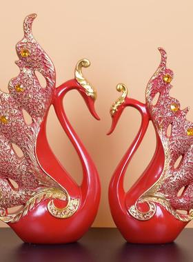 欧ZON式现代奢高档厅电视柜天鹅摆酒柜装饰品客桌面玄关结婚件送