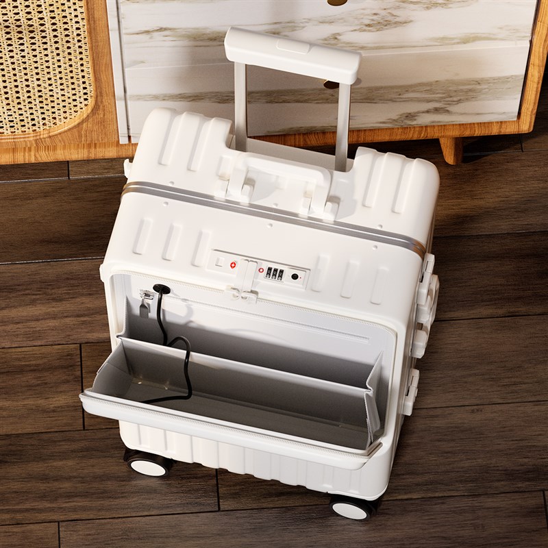 御旅新款多功能前开口行李箱铝框拉杆箱万向L轮男女20 24寸旅行箱