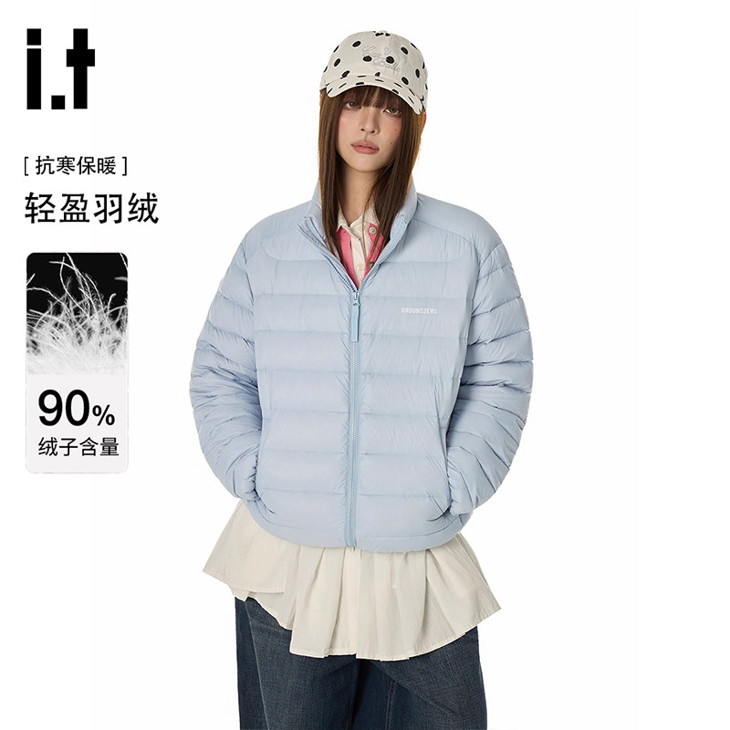 it GROUNDZERO轻薄款排骨羽绒服男女款冬季2025新款外套短款立领