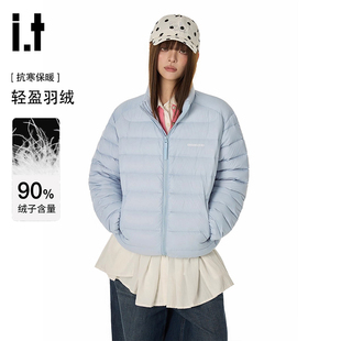 it GROUNDZERO轻薄款排骨羽绒服男女款冬季2025新款外套短款立领