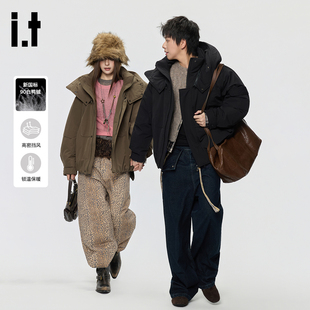 i.t GROUNDZERO商场同款内里撞色拼接工装风情侣款羽绒服