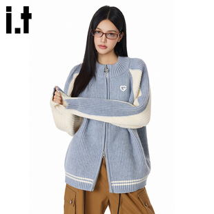 【明星同款】itGROUNDZERO开衫毛衣针织衫男女款秋季新款立领外套