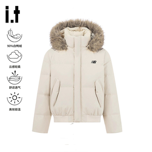 i.t GROUNDZERO可脱卸毛领连帽90白鸭绒蓬松保暖羽绒服