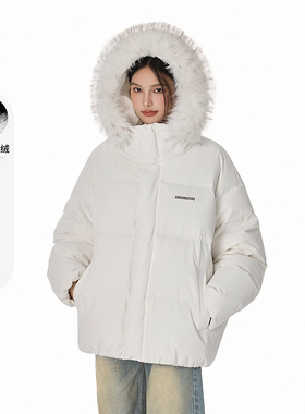 it GROUNDZERO轻薄羽绒服男女款冬季2025新款大毛领连帽加厚外套