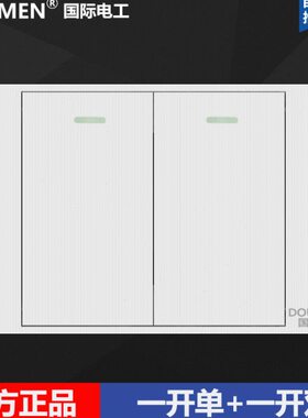 国际电工118型白色拉丝组合开关插座二位一开单控加一开双控开关