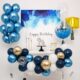 蓝色水墨风宇航员男孩生日派对气球布置套餐甜品台舞台包间装 饰