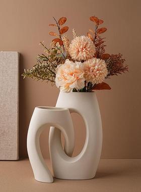 爆款北欧风交叉素胚陶瓷花瓶摆件家居客厅创意花器
